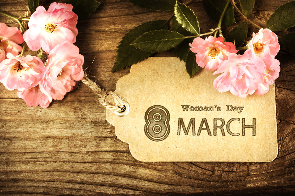 Março 8th Womans Day mensagem tag
 - Foto, Imagem