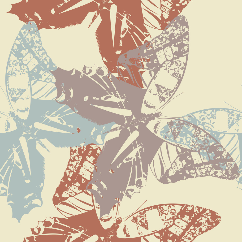 Nahtloses Retro-Muster mit stylischen Schmetterlingen - Vektor, Bild