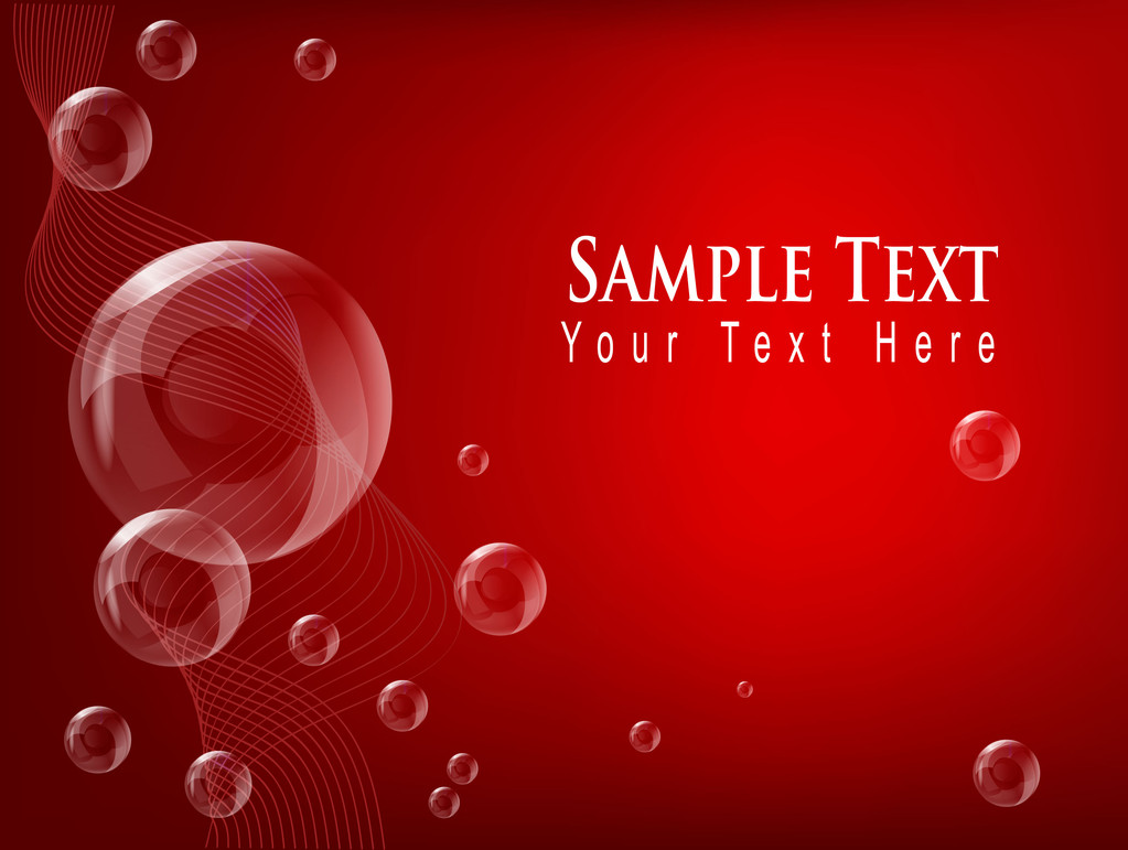 rode achtergrond met realistische bubbels - Vector, afbeelding