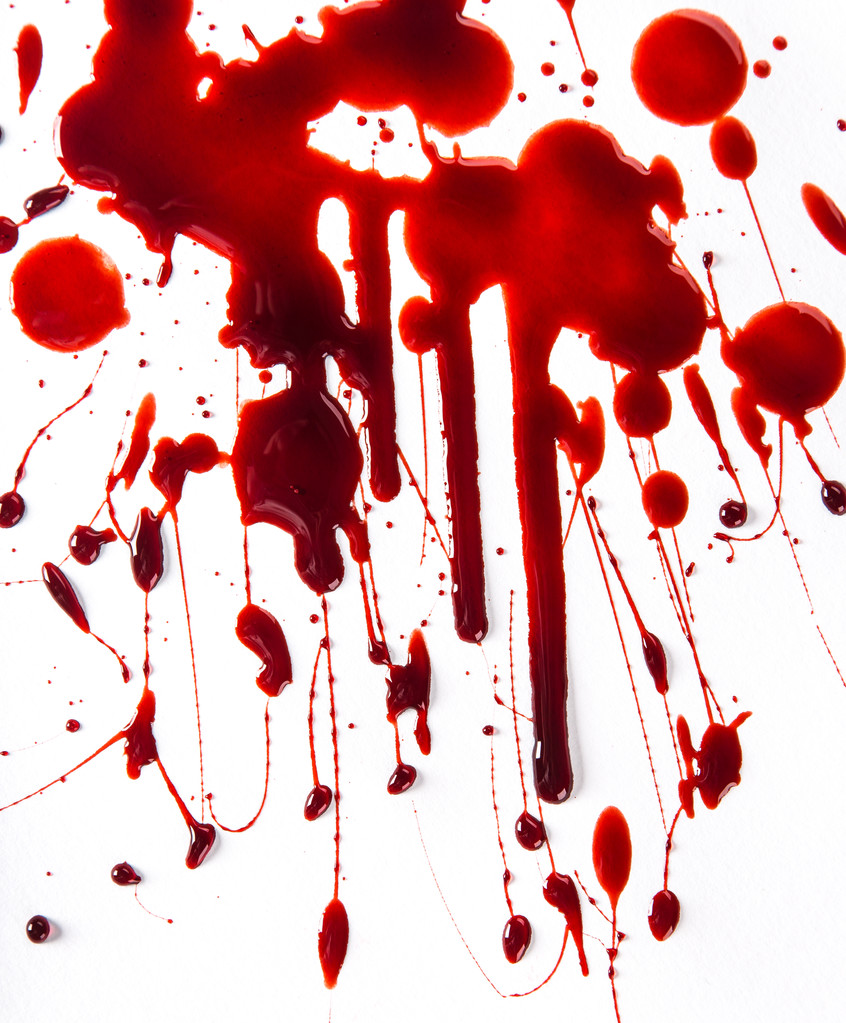 Splattered blood stains on white background - Photo, Image