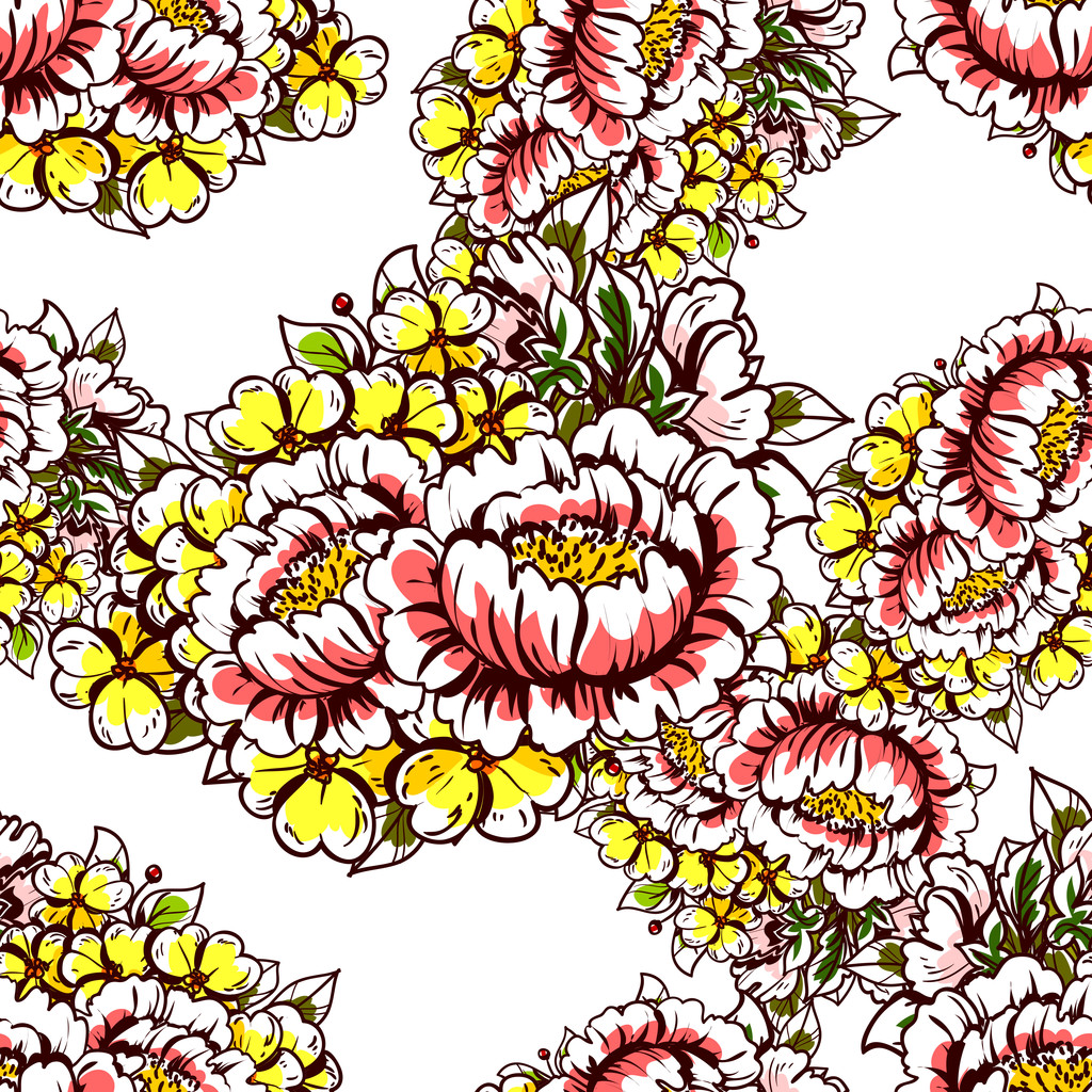 bezešvá textura s květinami - Vektor, obrázek