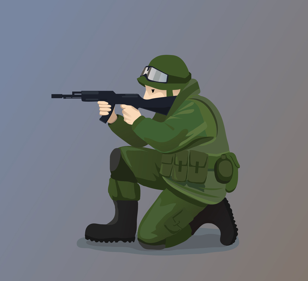 Soldat mit Waffe - Vektor, Bild