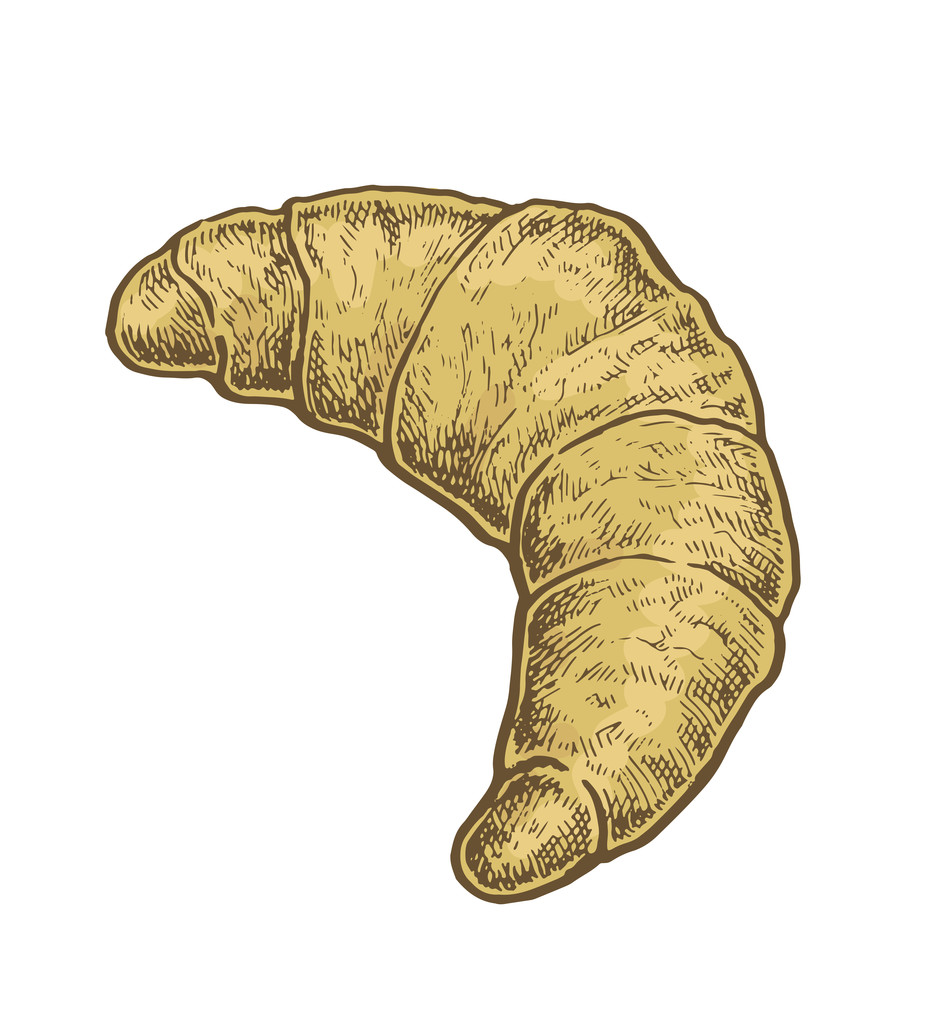 Barevné ručně tažené vektorové ilustrace croissant. - Vektor, obrázek