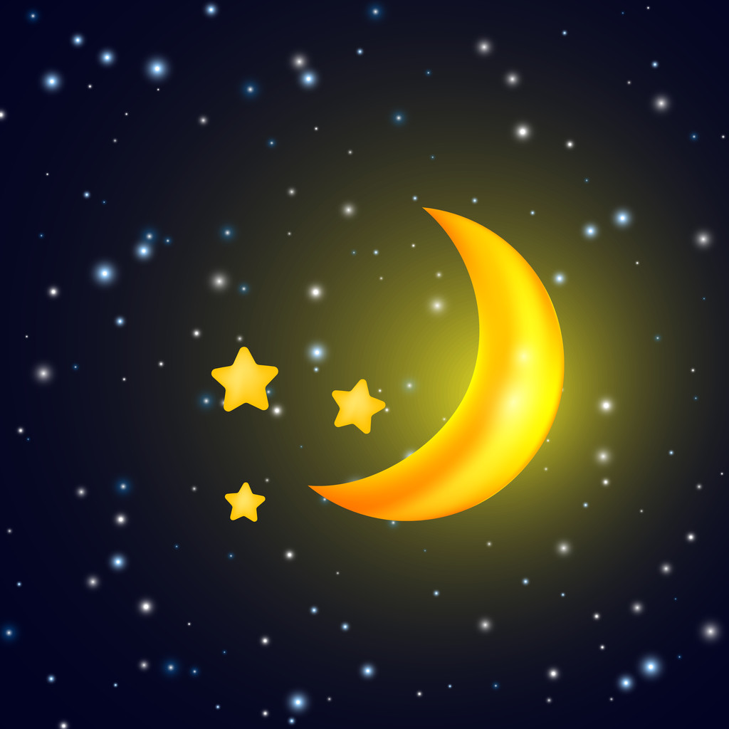 Luna y estrellas. Fondo vectorial con cielo nocturno
 - Vector, Imagen