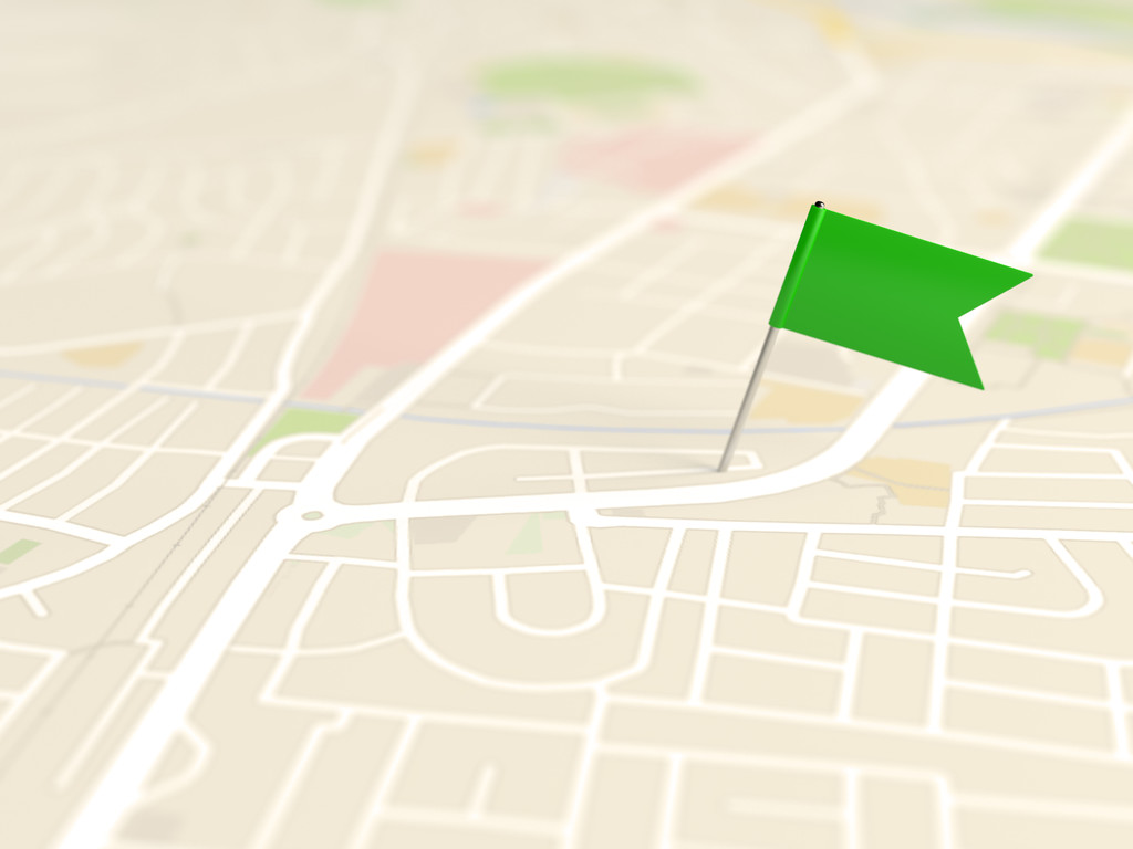 Εντοπιστής σημαία σε ένα χάρτη της πόλης - Φωτογραφία, εικόνα