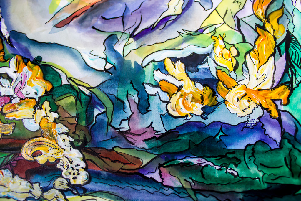 Абстракция выполнена из акварели и акриловых красок и чернил
 - Фото, изображение