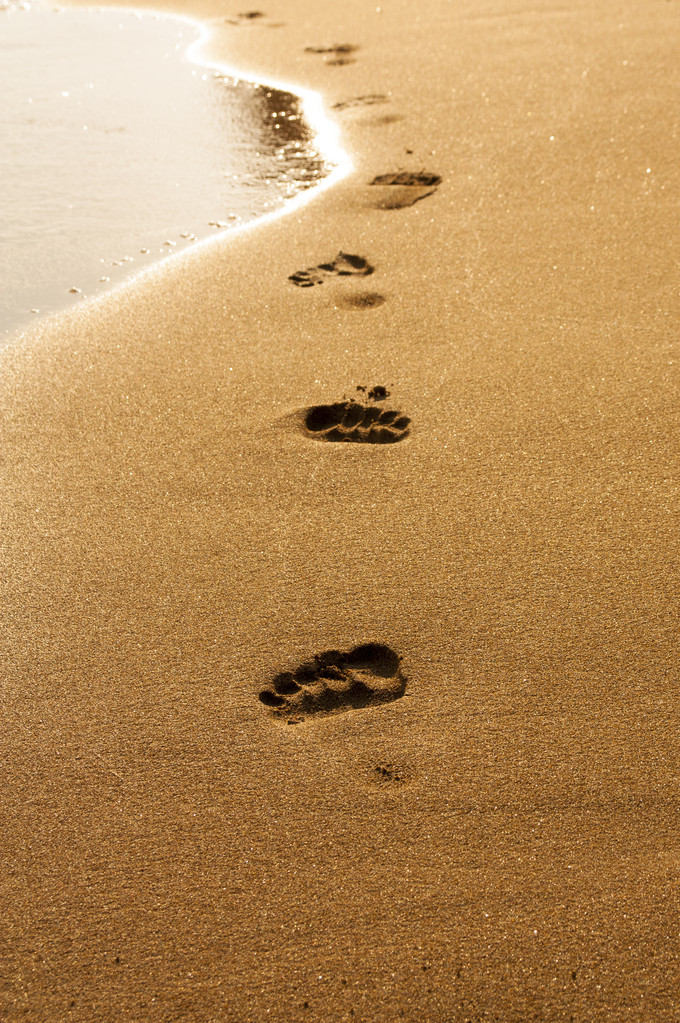 Сліди у вологому піску пляжу
 - Фото, зображення