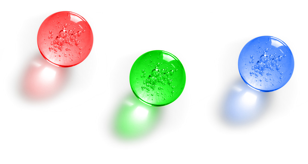 Glaskugeln in drei Farben - Foto, Bild