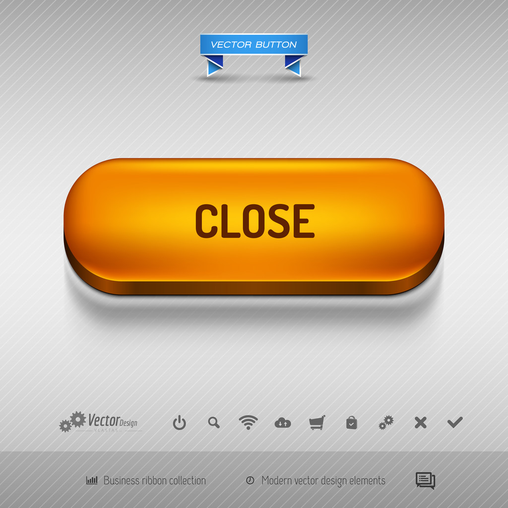 ウェブデザインまたはアプリ用のオレンジ色のボタンベクトルデザイン要素. - ベクター画像