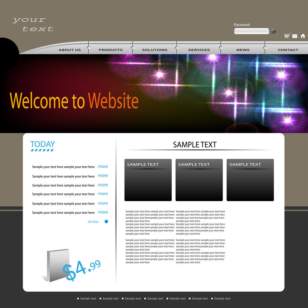 πρότυπο σχεδίασης Web site - Διάνυσμα, εικόνα