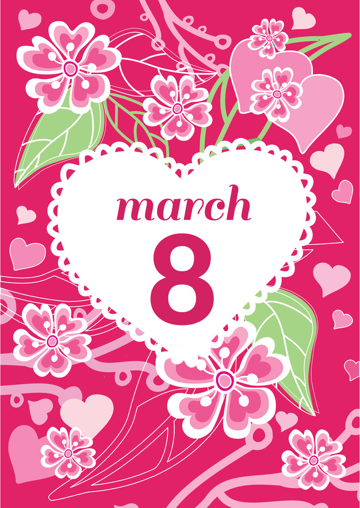 Greeting Card 8 March Woman Day - Vector, Image