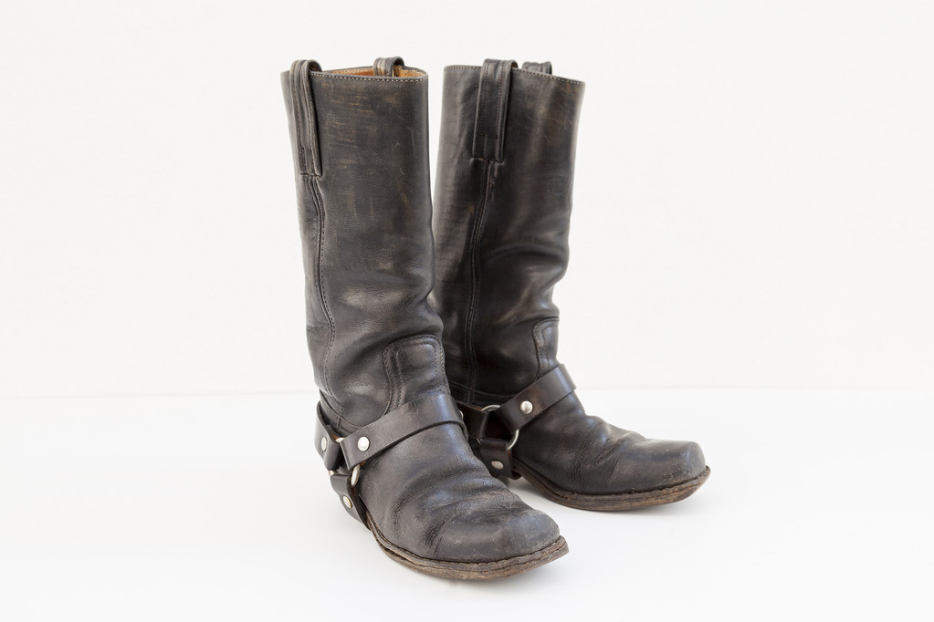 par negro de botas vintage aisladas sobre fondo blanco
 - Foto, Imagen