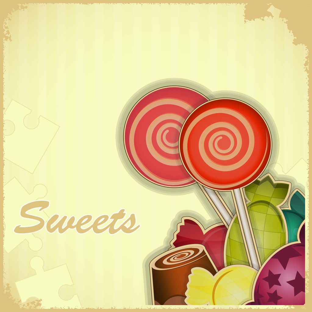 Süßigkeiten auf Retro-Hintergrund - Vektor, Bild