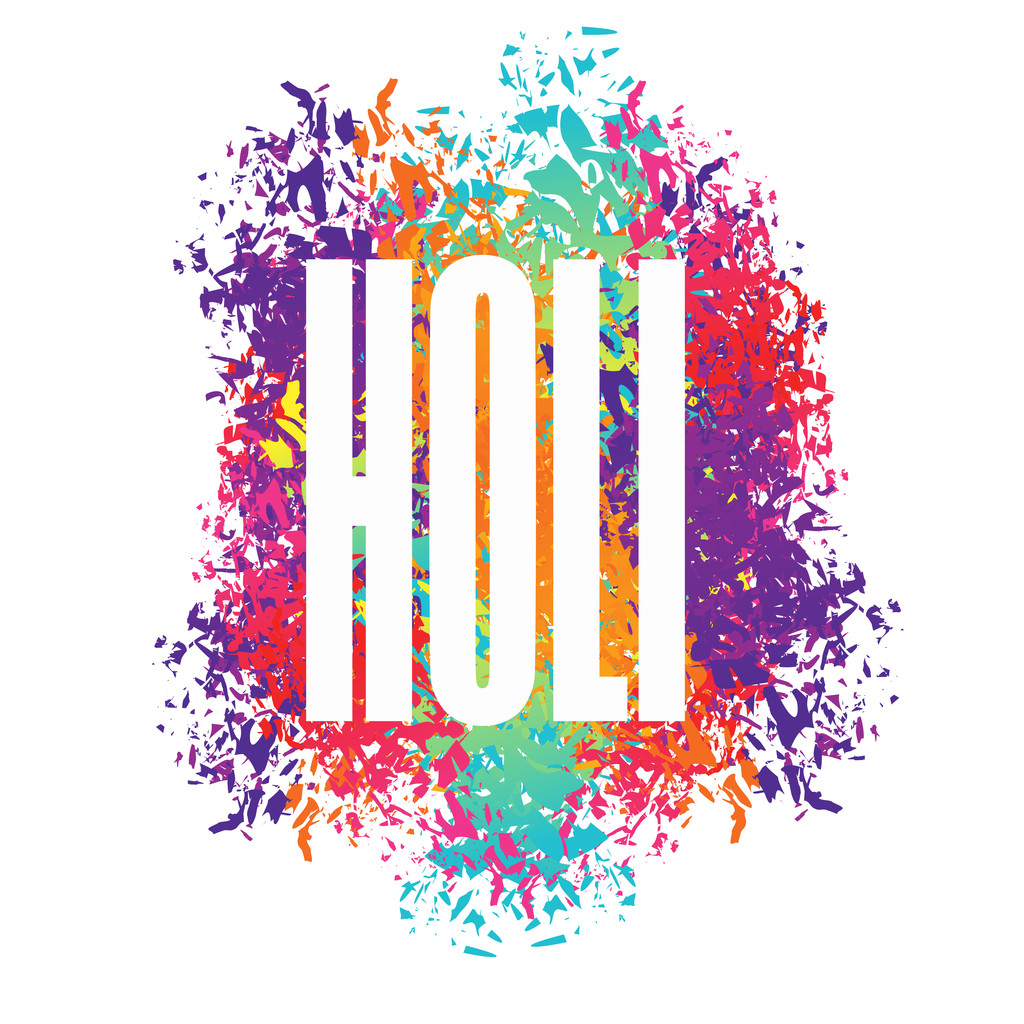 Γιορτή του Χόλι. Χρωματικός λεκές από πινέλο. Λογότυπο για Ινδικό Holi h - Διάνυσμα, εικόνα