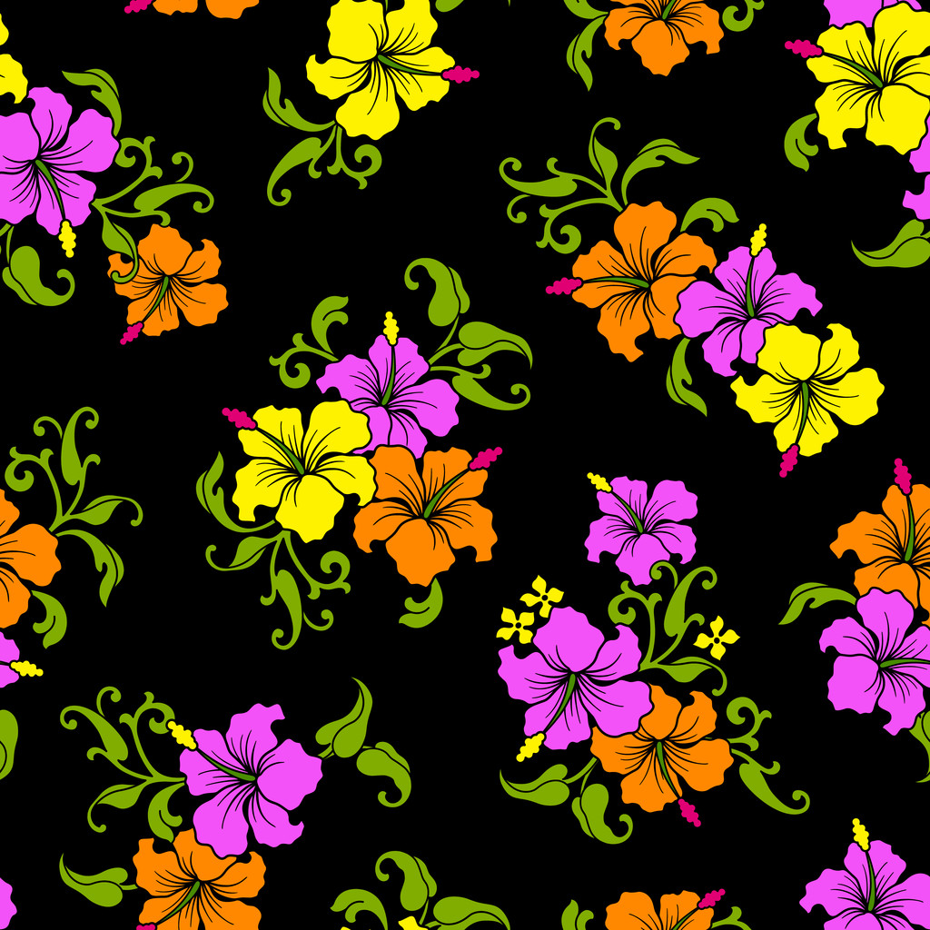 Tropical flower pattern - Vector, Image
