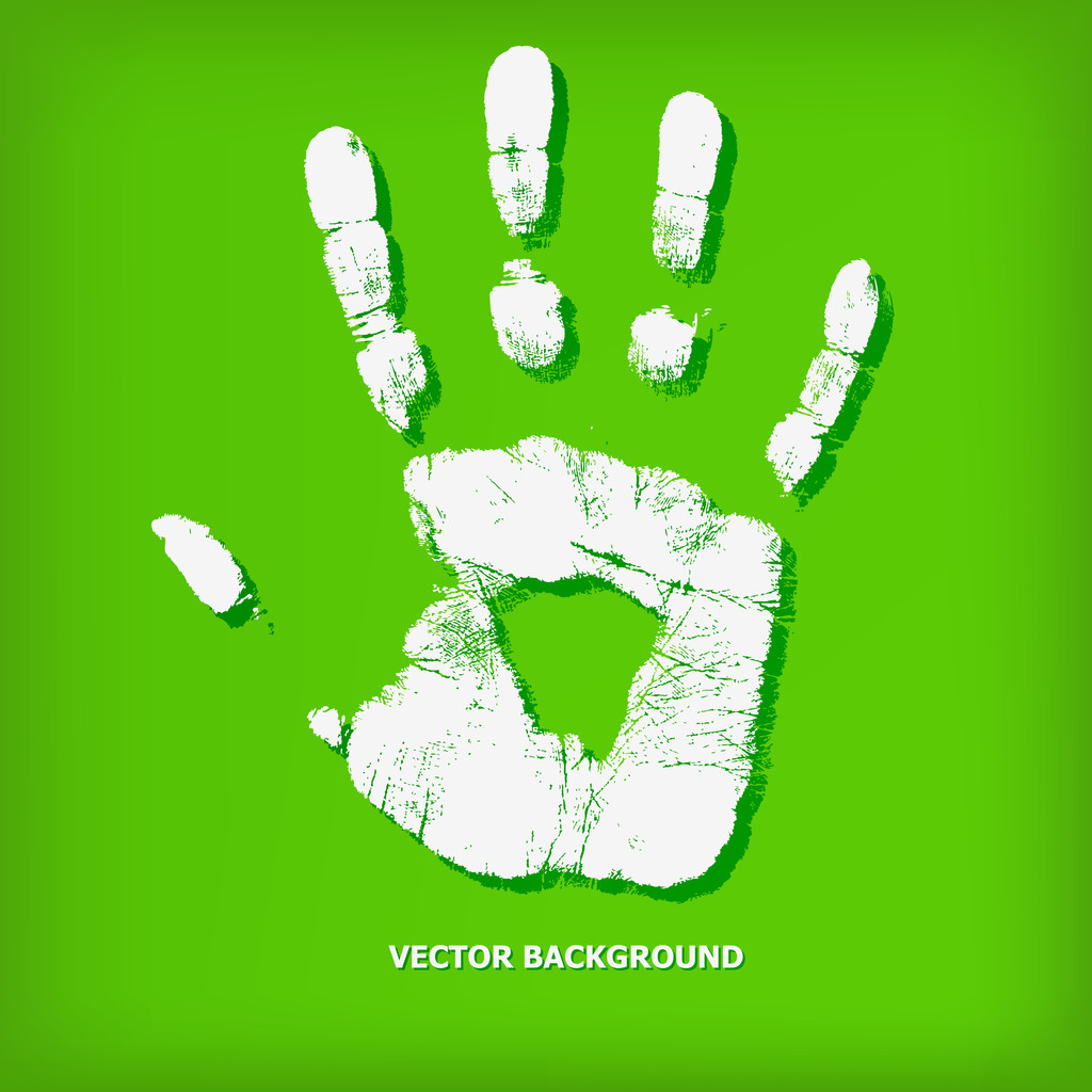 Abstract hand print on a green background - Photo, Image