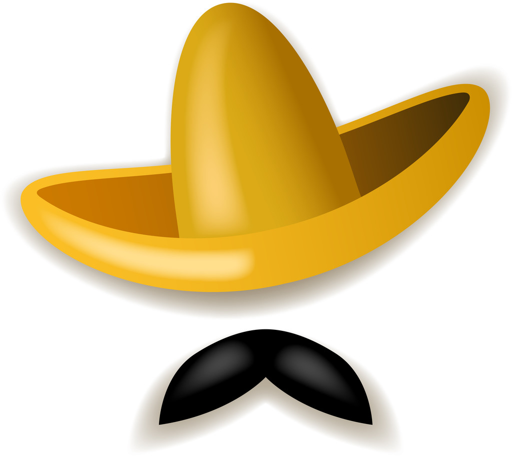 Ilustración de sombrero amarillo y bigote negro aislado sobre fondo blanco
. - Vector, imagen