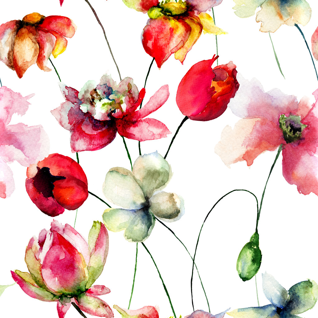 nahtlose Tapete mit Blumen - Foto, Bild