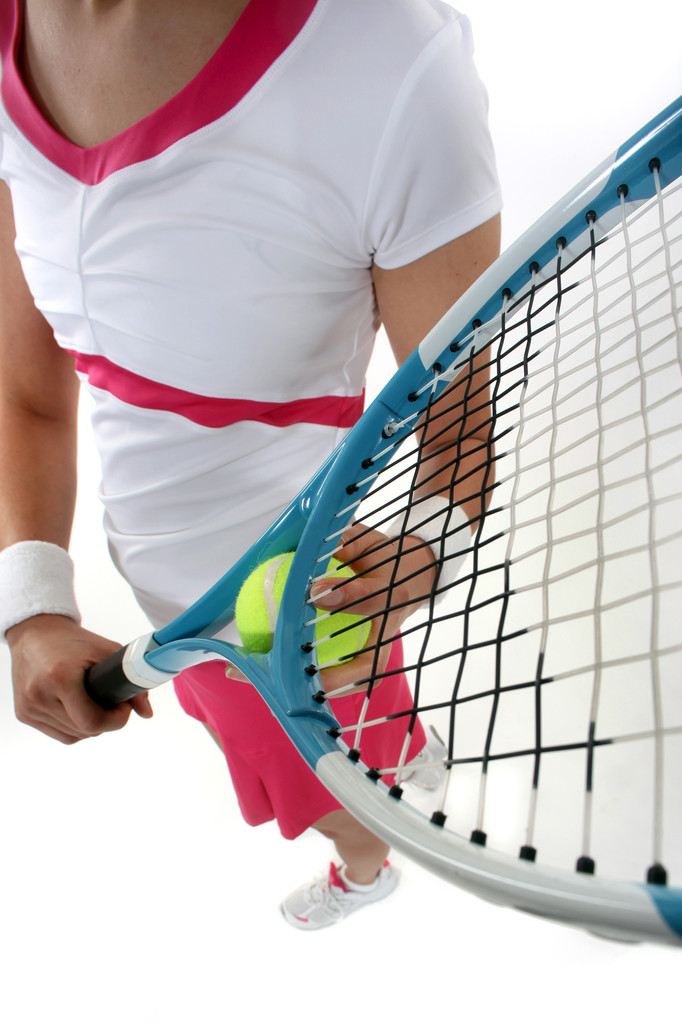 Primo piano della racchetta da tennis femminile
 - Foto, immagini