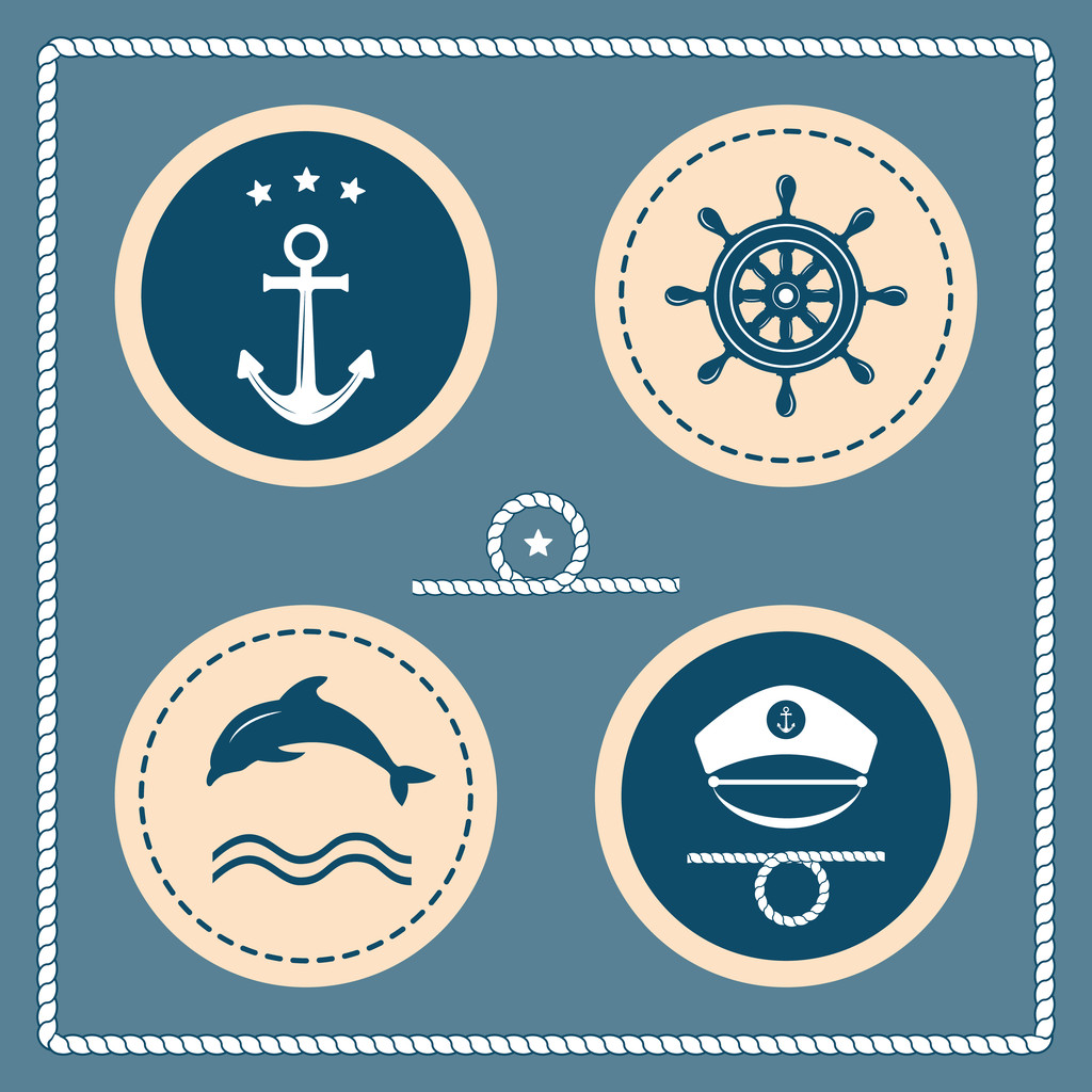Námořní a mořské ikony, odznaky a štítky. - Vektor, obrázek