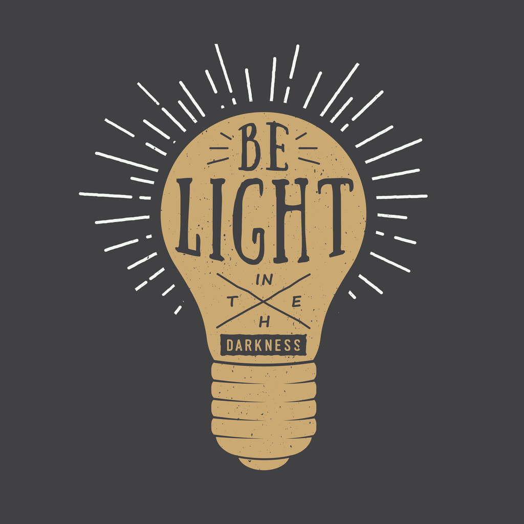 Tipografía vintage con lámpara y motivación e inspiración
 - Vector, Imagen