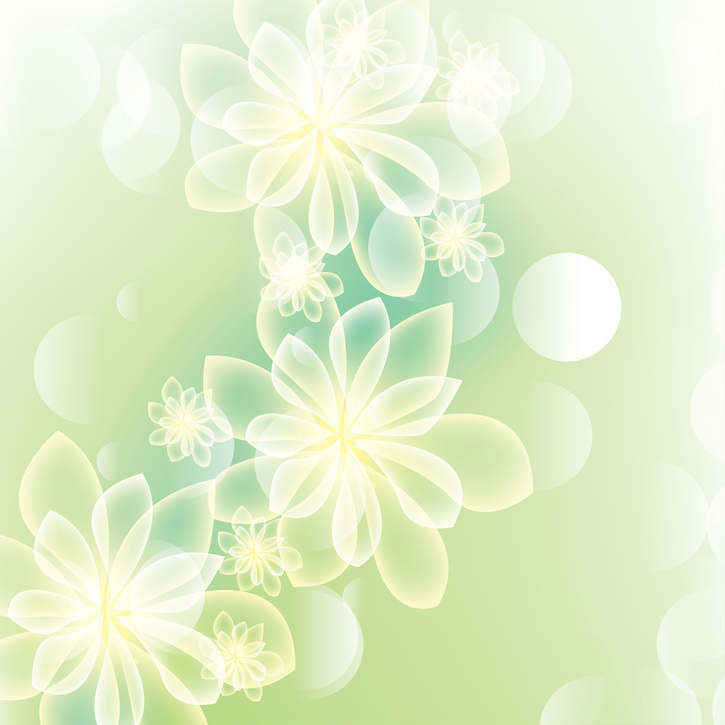 Green summer spring background with flowers - Vector, Image