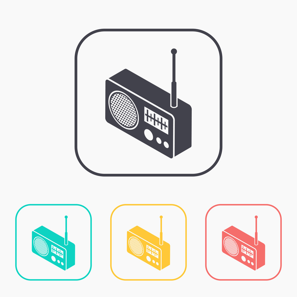 rádiós izometrikus 3d színes ikon készlet  - Vektor, kép