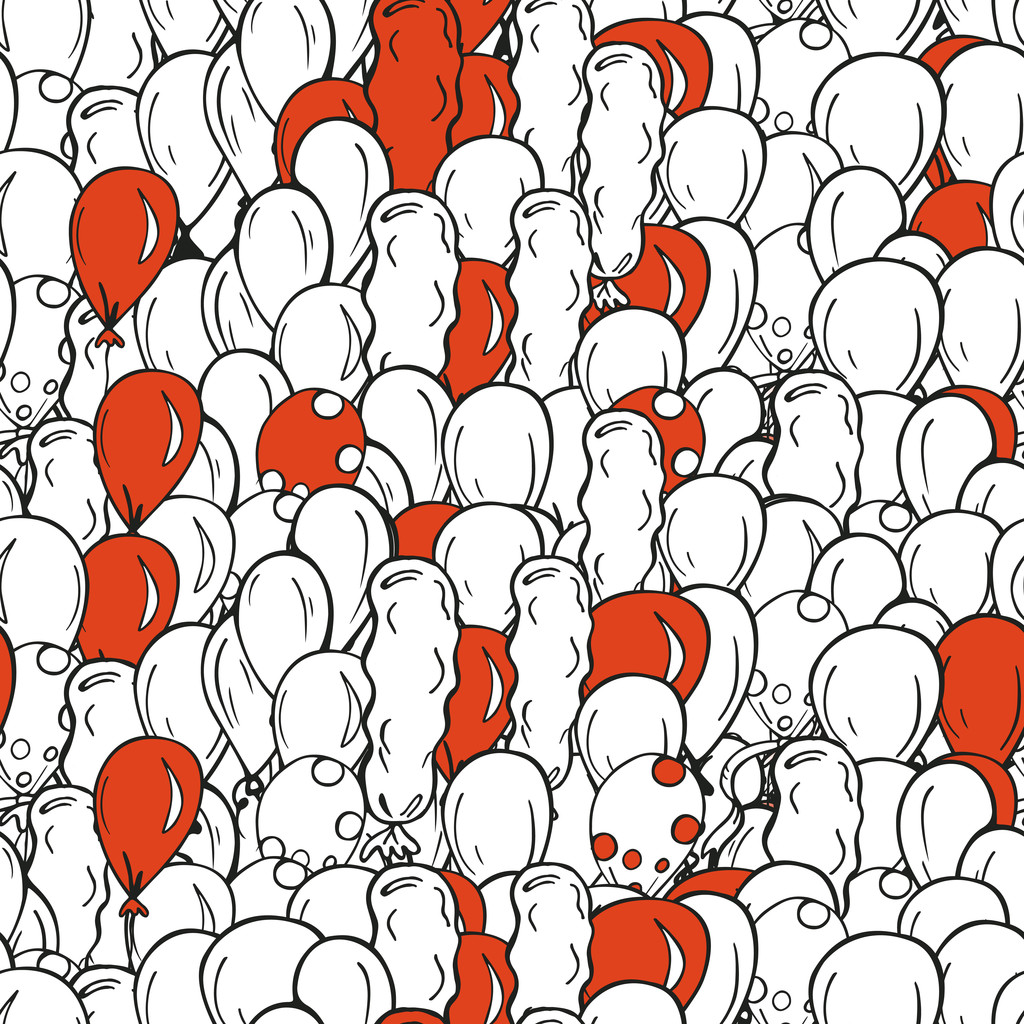 Vector wakacje bezszwowe wzór z białym i czerwonym balonem - Wektor, obraz