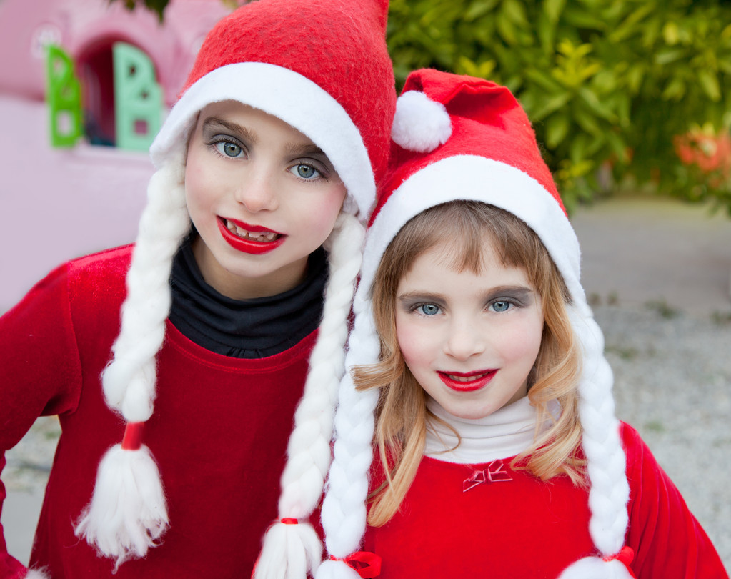 Navidad santa costumer niño niñas retrato sonriendo
 - Foto, imagen