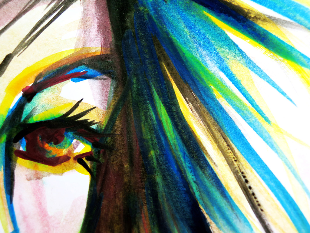 Abstrakti akvarelli kaunis nainen silmät
 - Valokuva, kuva