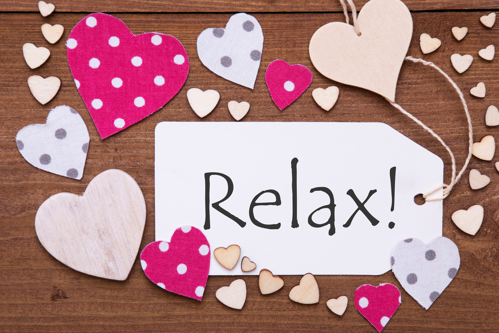 Label With Pink Heart, Text Relax - Photo, Image