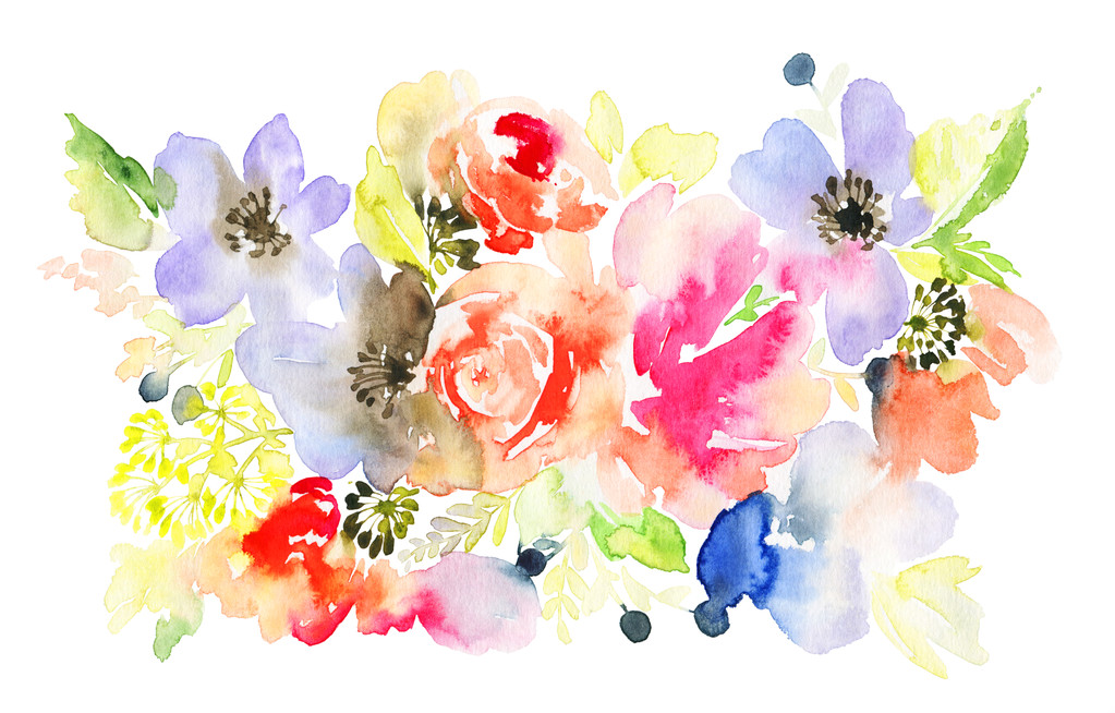Květiny akvarel ilustrace - Fotografie, Obrázek