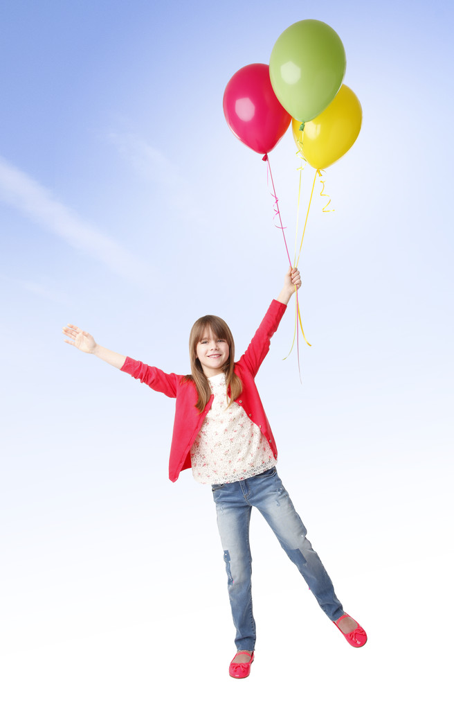 dívka v její ruku balónky  - Fotografie, Obrázek
