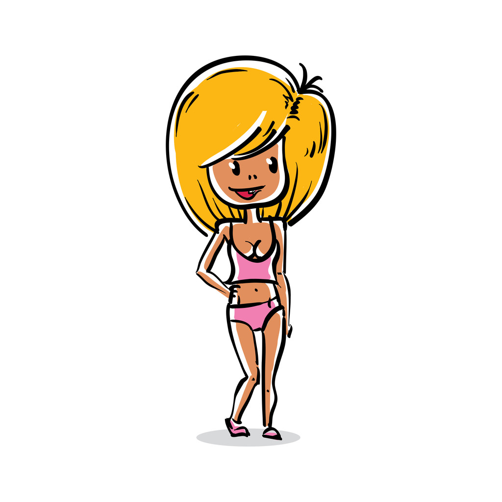 Gelaatsuitdrukking van een blond meisje - Vector, afbeelding