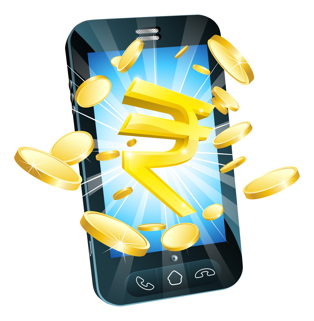 Rupee money phone concept - Vector, Image