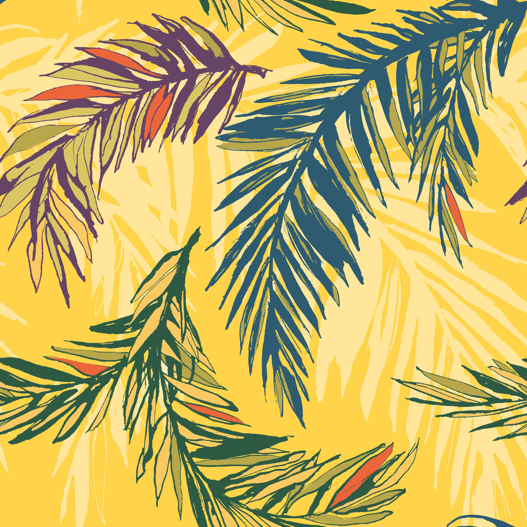  Tropische jungle bloemmotief naadloze achtergrond met palm le - Vector, afbeelding
