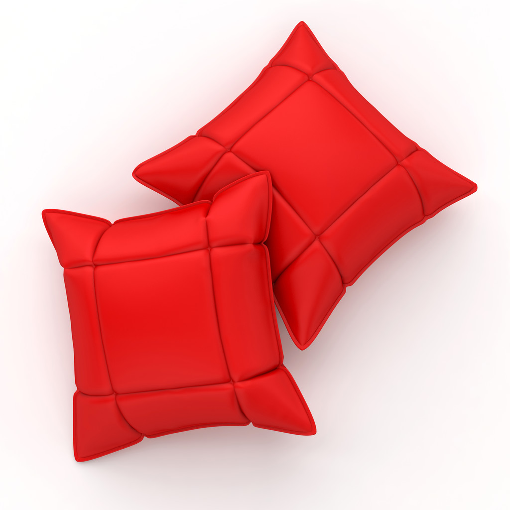dwa czerwone poduszki. - Zdjęcie, obraz