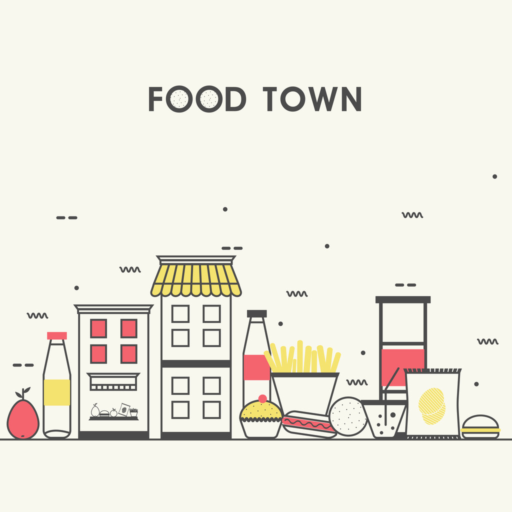 Modern lakás illusztráció a helyi élelmiszer-áruház. - Vektor, kép