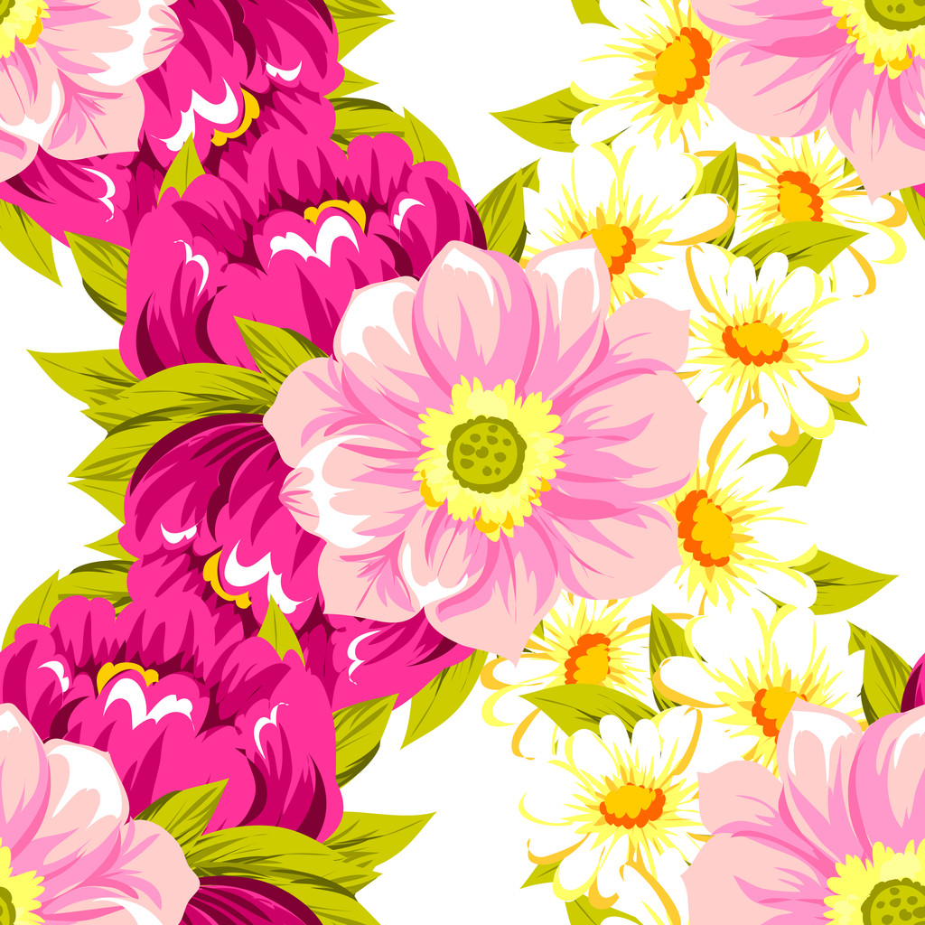Renk çiçek seamless modeli - Vektör, Görsel