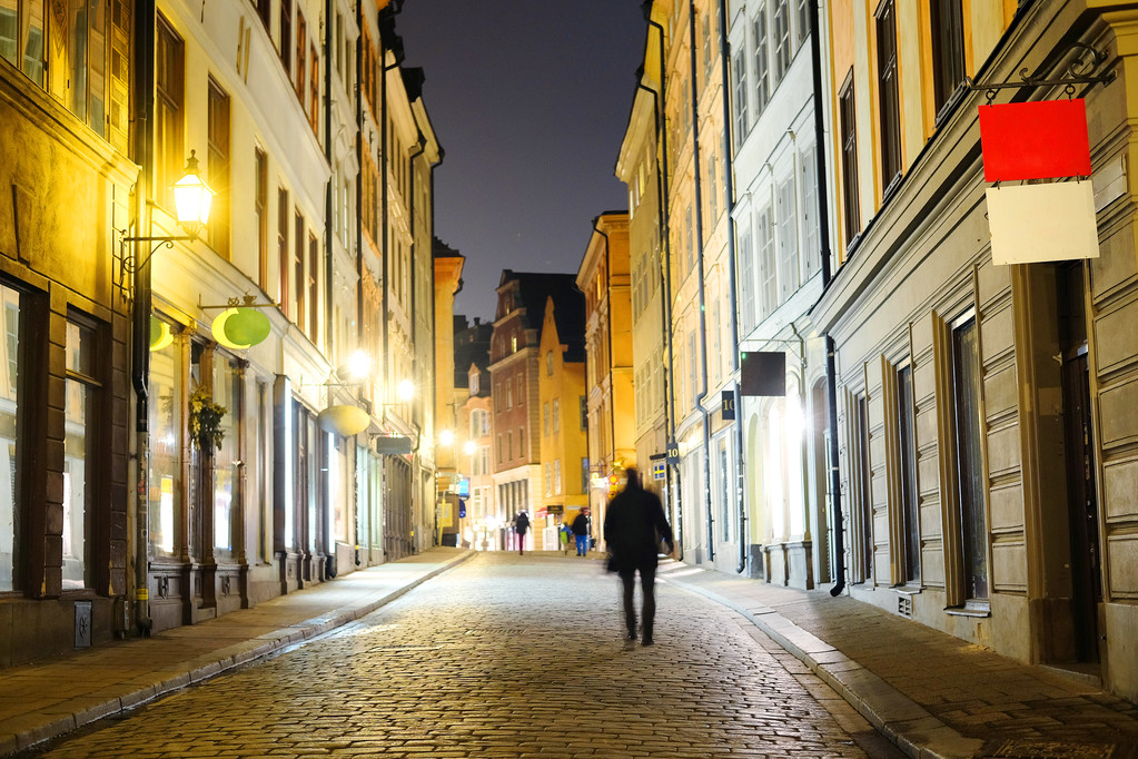 paesaggio urbano notturno con l'immagine di un centro di Stoccolma
 - Foto, immagini