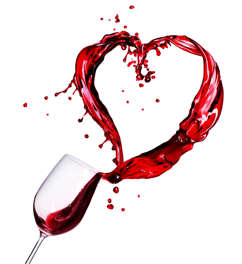 Copo de vinho tinto abstrato coração respingo
 - Foto, Imagem