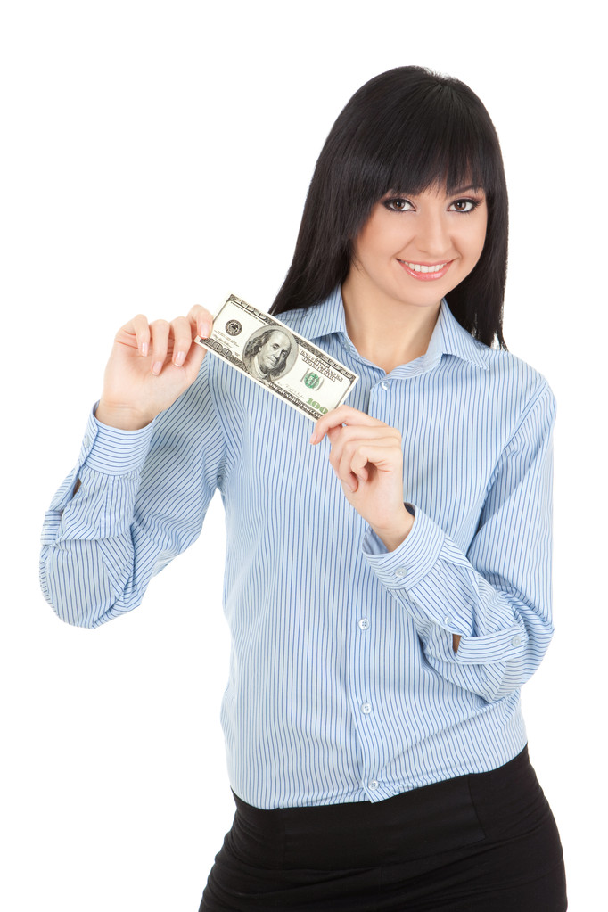 jonge zakenvrouw met geld - Foto, afbeelding