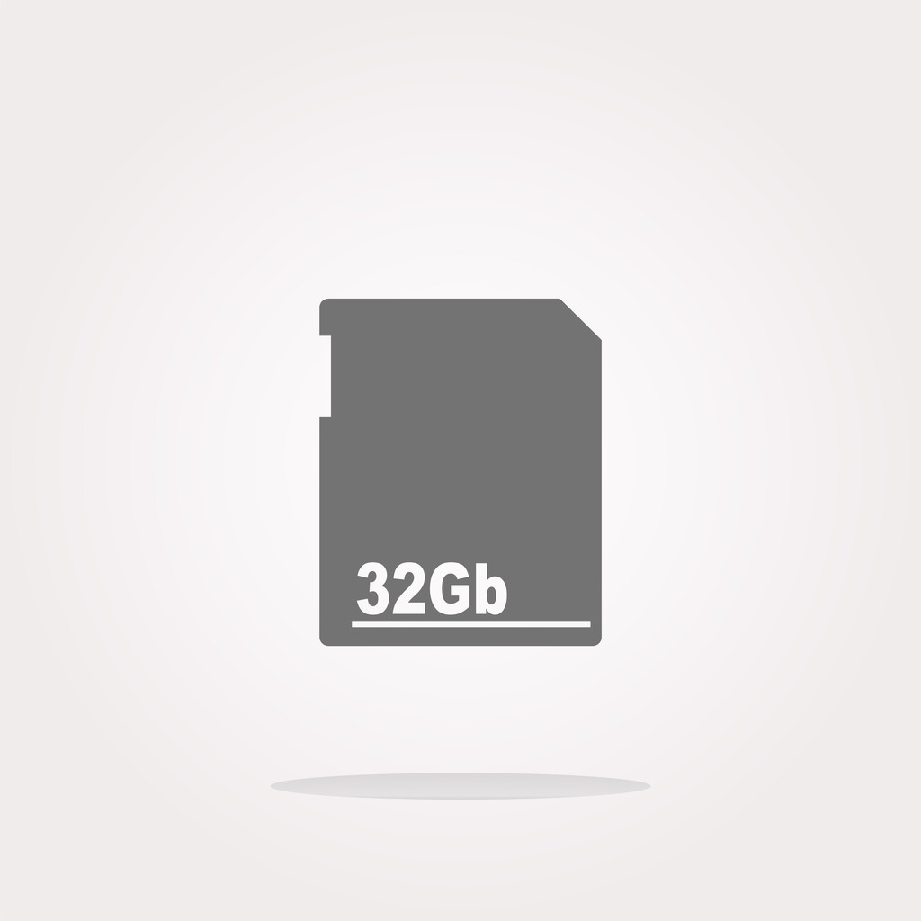 vector flash tarjeta de memoria botón web (icono) aislado en blanco. Web Icon Art. Dibujo gráfico icono - Vector, Imagen