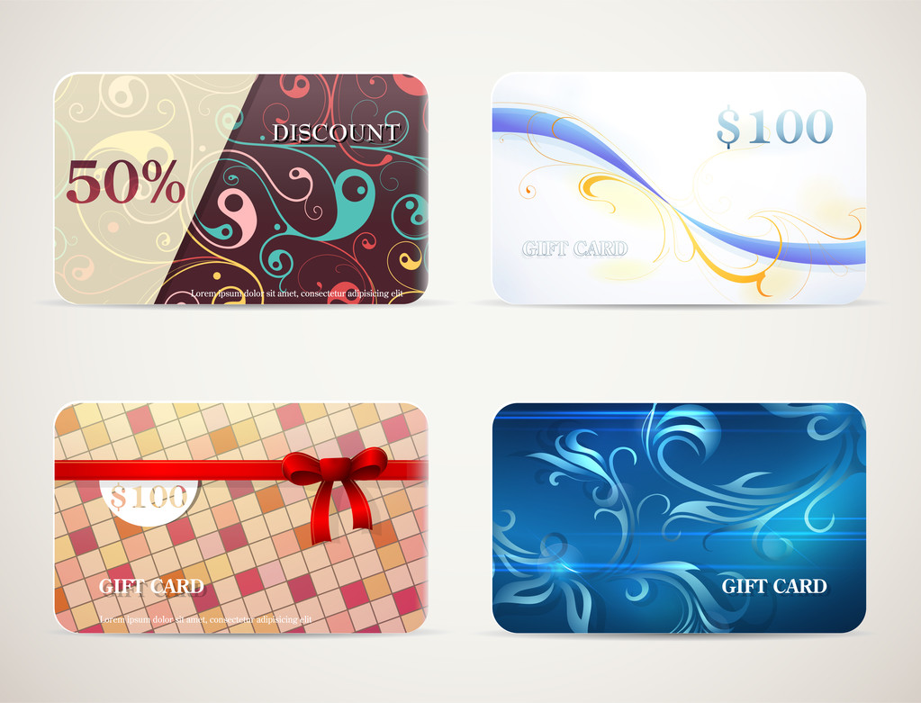 Gift card designs set - Vector, Image