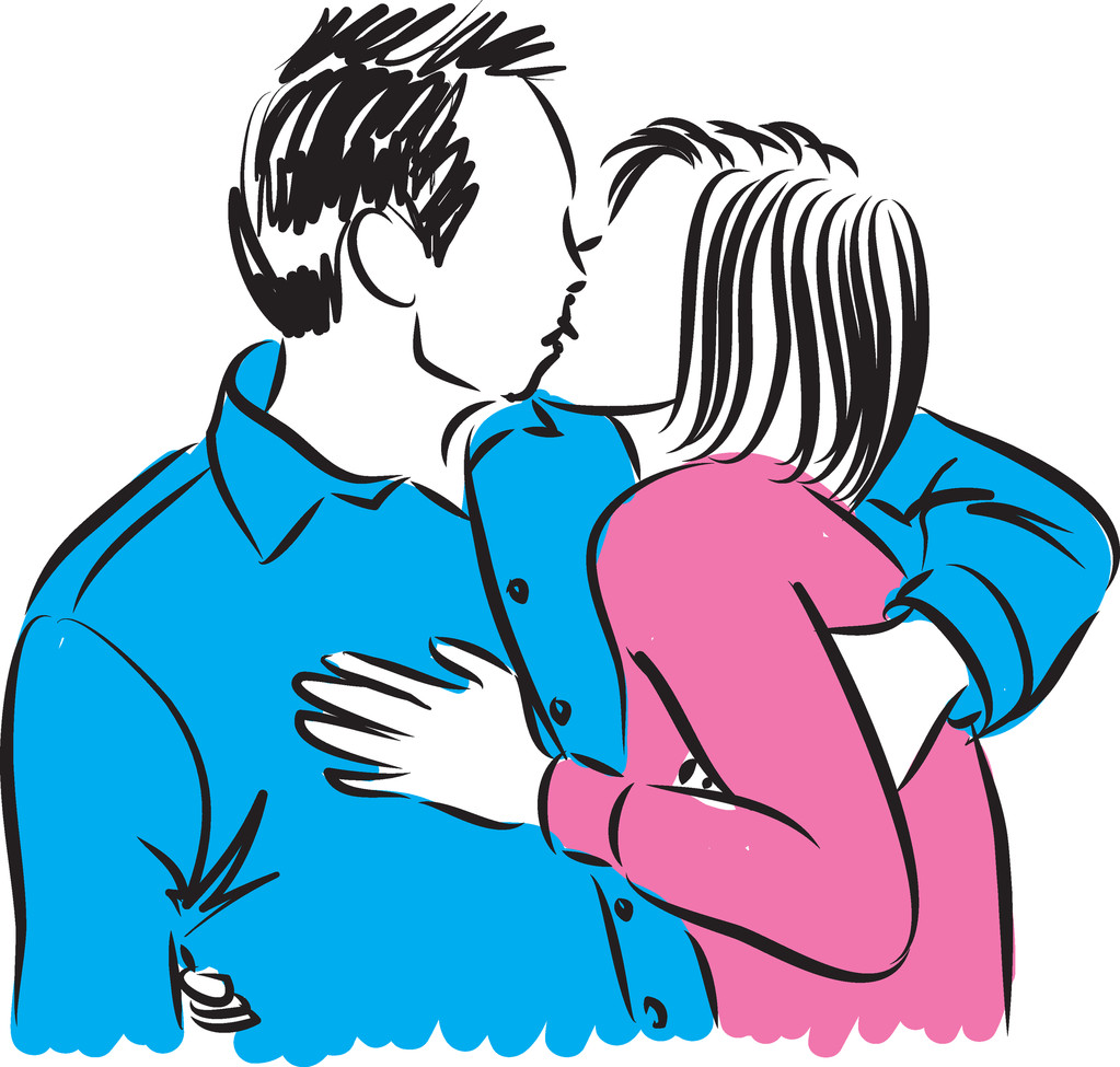 adam ve kadın çift öpüşme illüstrasyon - Vektör, Görsel