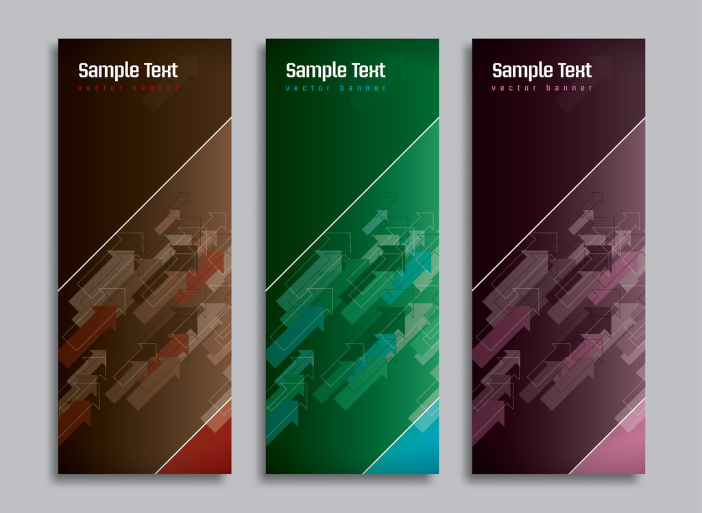 Set of Three Banners. Abstract Vector Headers. - Vector, Image