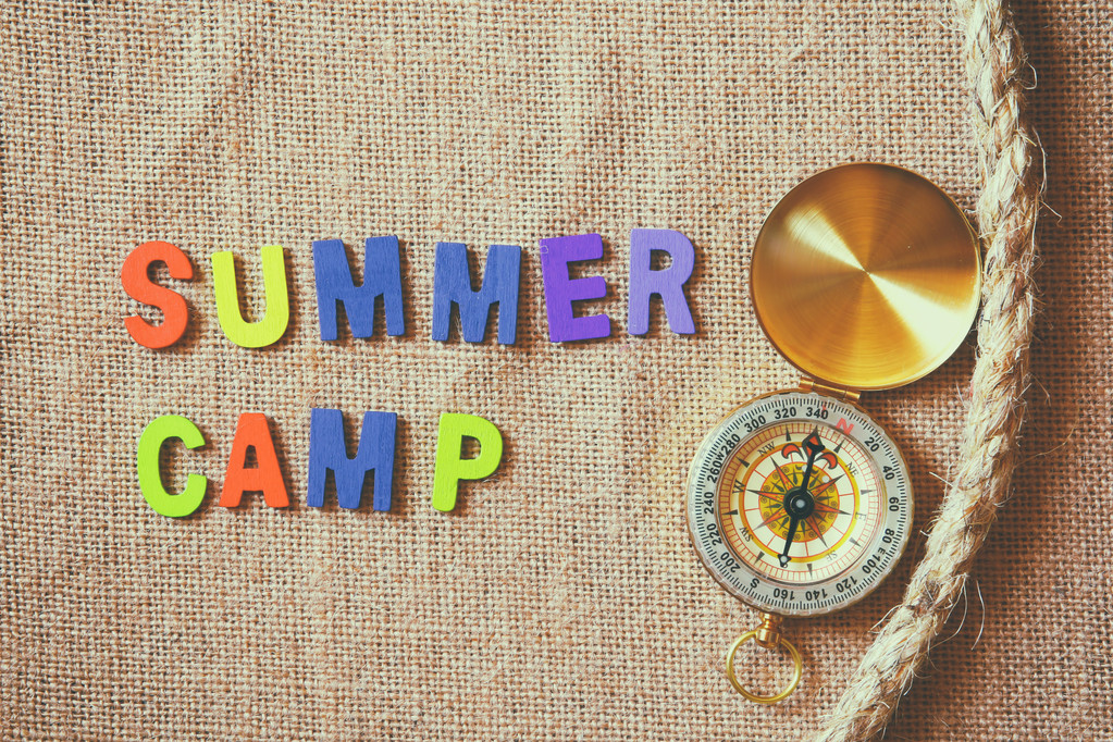 colorful wooden letters with phrase: SUMMER CAMP - Photo, Image