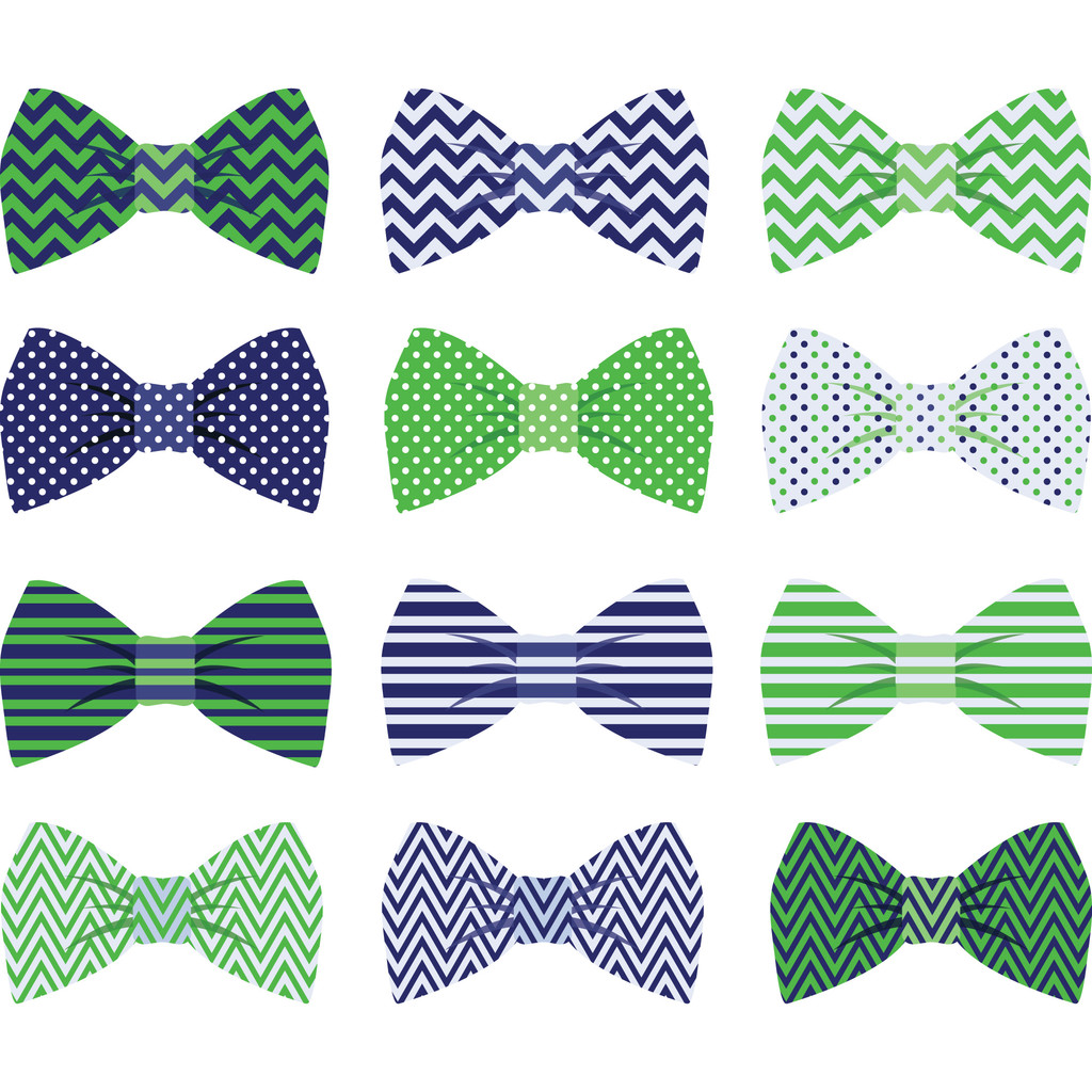 Linda colección de corbata de lazo azul marino y verde
 - Vector, imagen