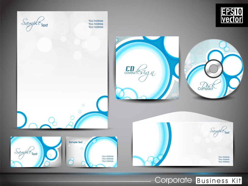 Professional Corporate Identity kit or business kit with abstract pattern design. - Vector, Image