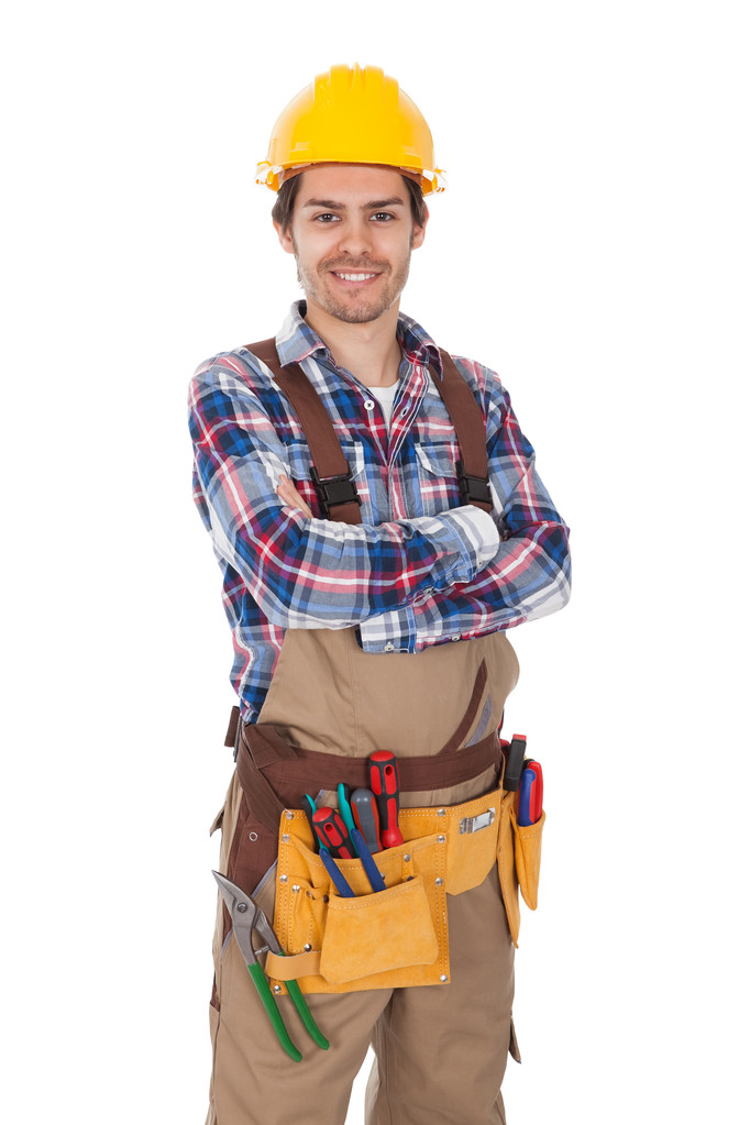 Travailleur confiant portant une ceinture d'outils
 - Photo, image